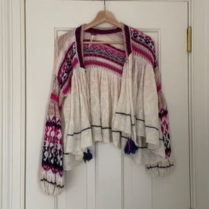 free people patterned cardigan sweater